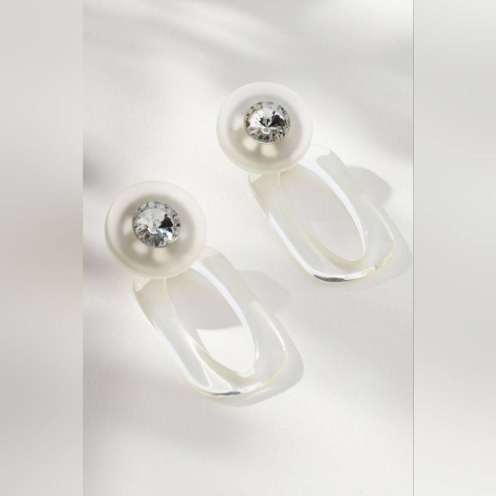 Anthropologie Lucite Crystal Post Earrings